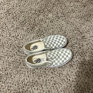 Green and white checkered vans
